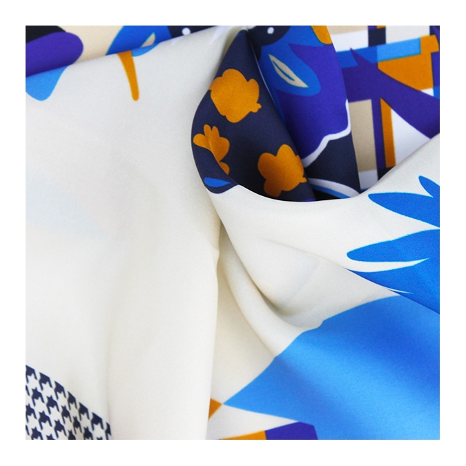 silk scarf blue and cream