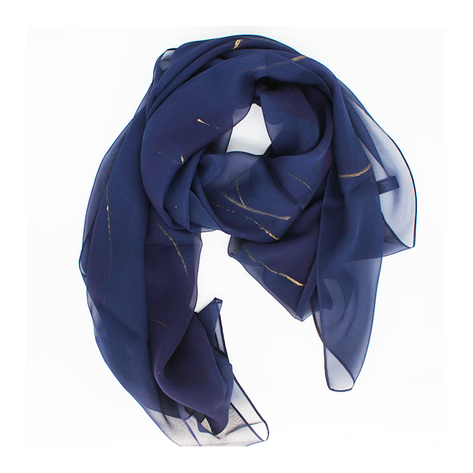 hand painted blue silk stole