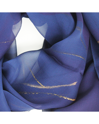 hand painted blue silk stole