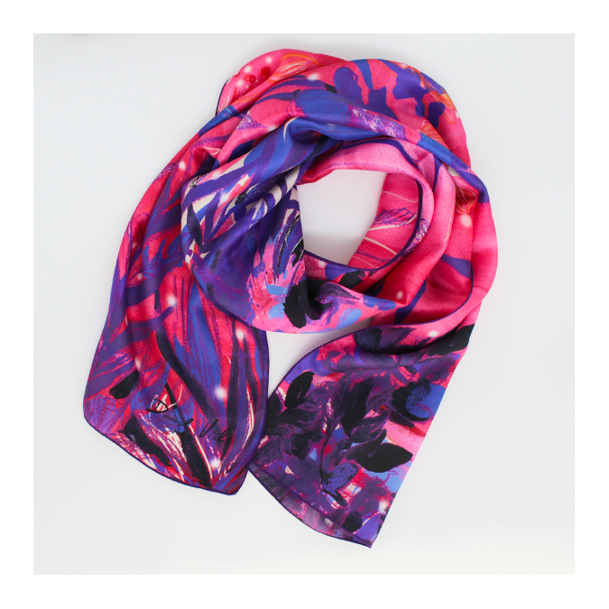 Minor, pink and purple silk scarf